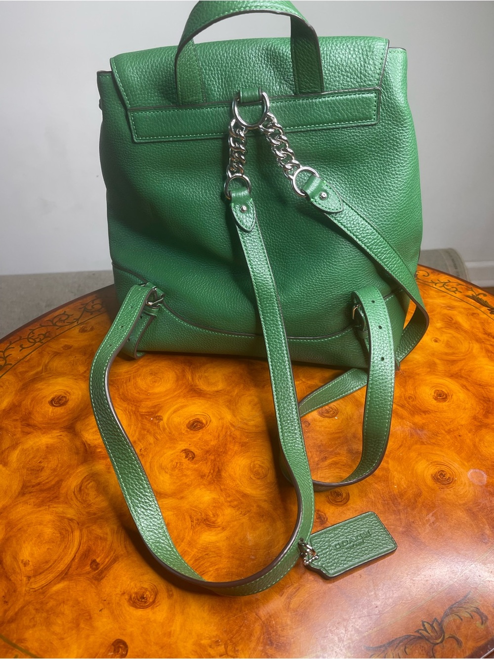 Coach Green Pebbled Leather Drawstring Backpack - Picture 2 of 6
